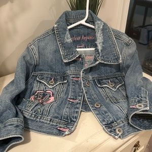 Little girls denim embroidered jean jacket.